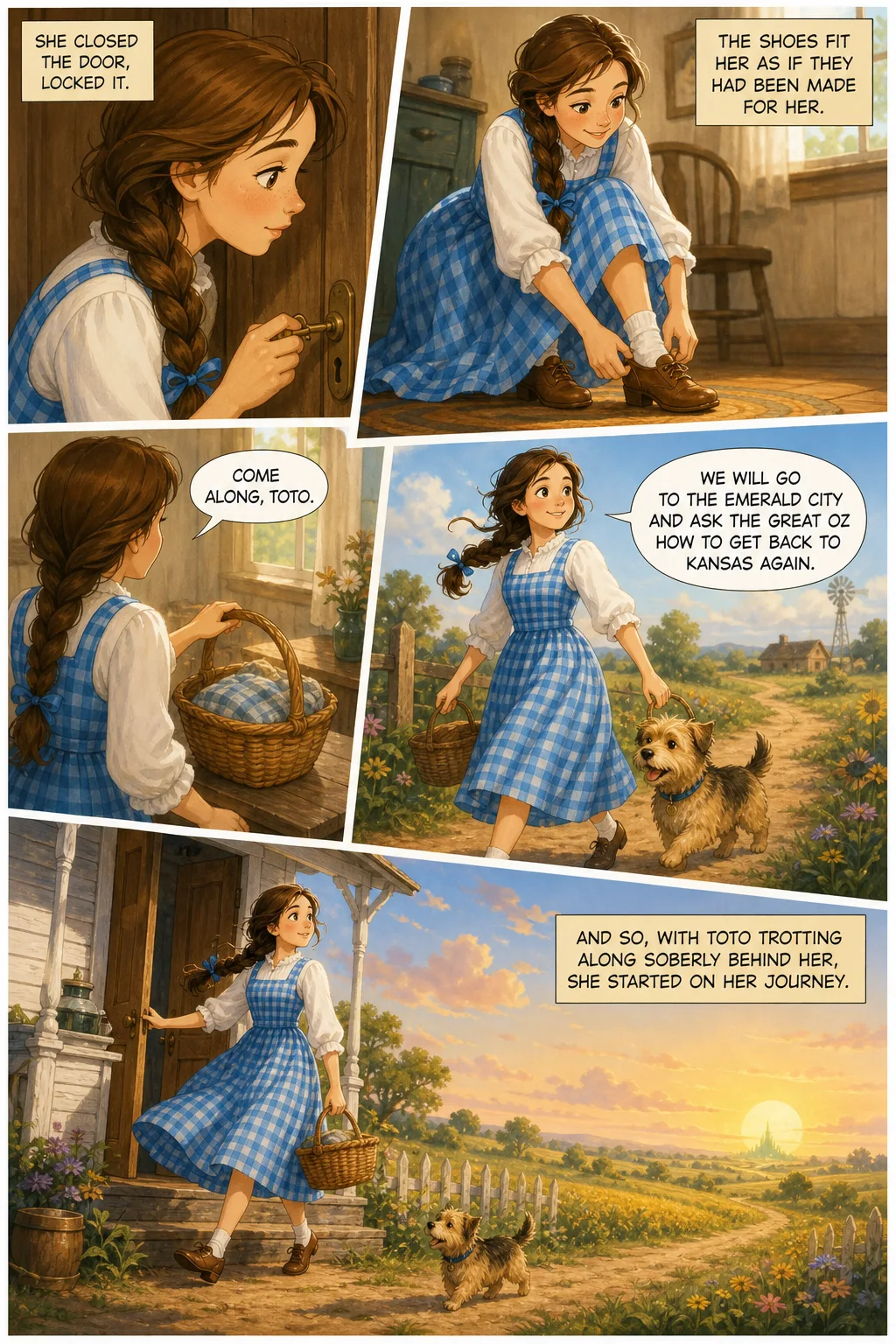 The Wonderful Wizard of Oz, illustrated page 20: She closed the door, locked it,