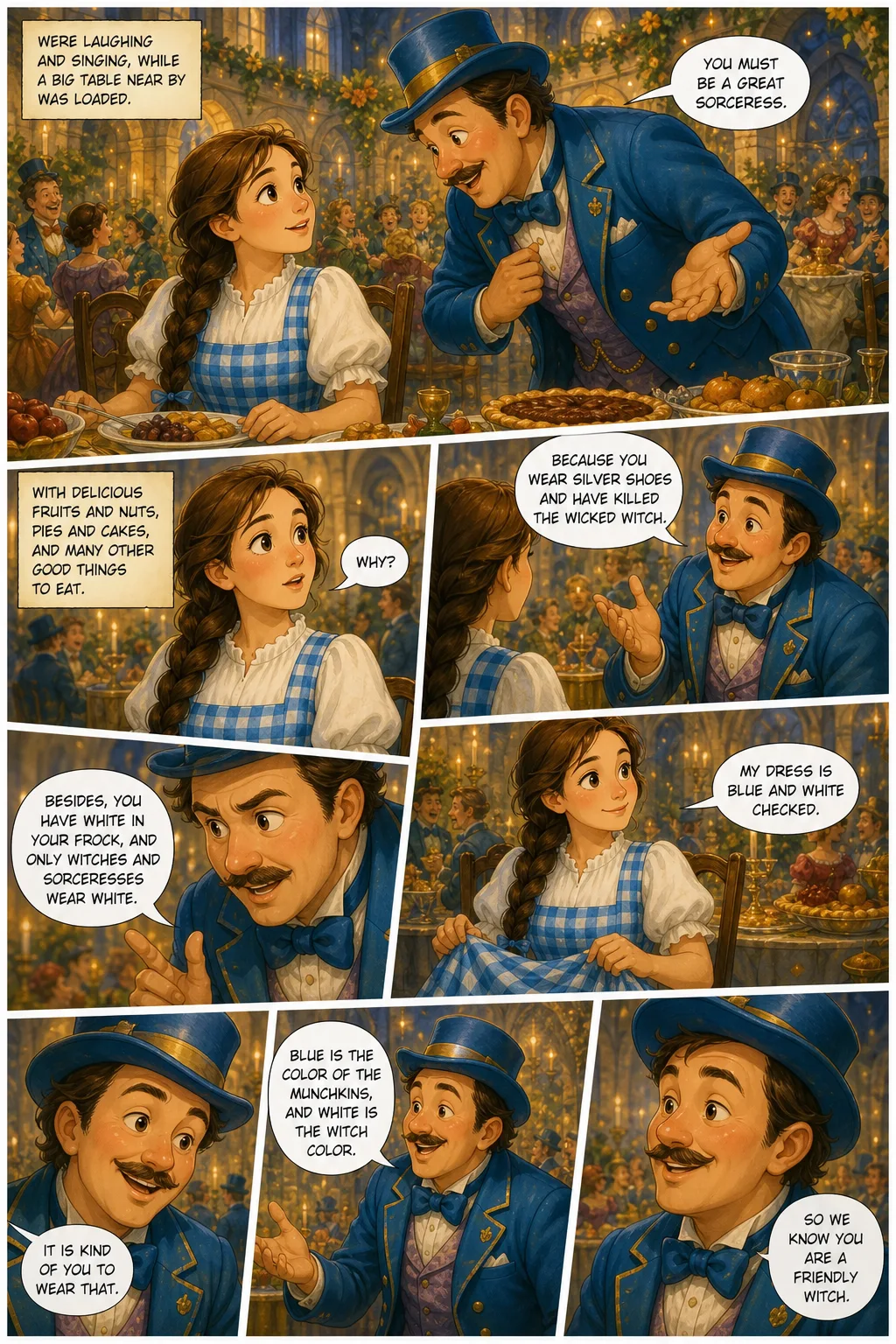 The Wonderful Wizard of Oz, illustrated page 22: were laughing and singing, while a big table near by was loaded