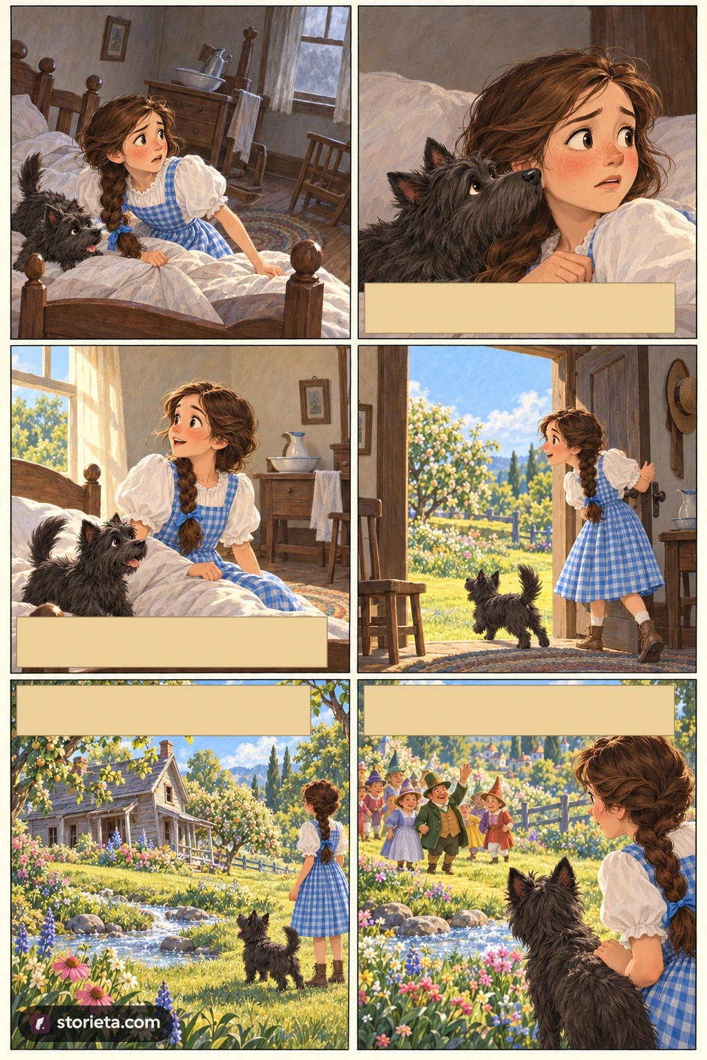 The Wonderful Wizard of Oz, illustrated page 8: A sudden shock woke her, and she wondered what had happened.