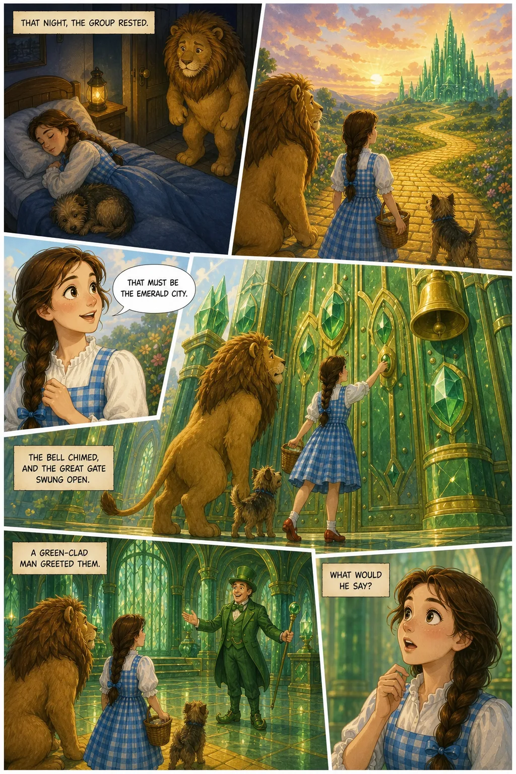 The Wonderful Wizard of Oz, illustrated page 72: That night, the group rested.