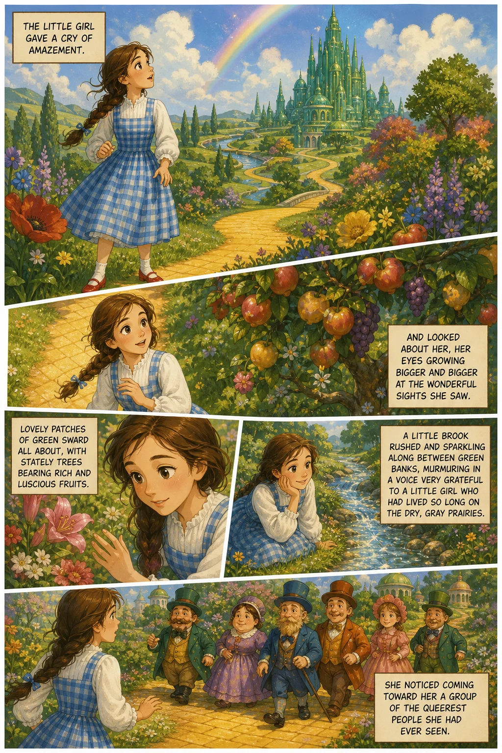 The Wonderful Wizard of Oz, illustrated page 10: The little girl gave a cry of amazement