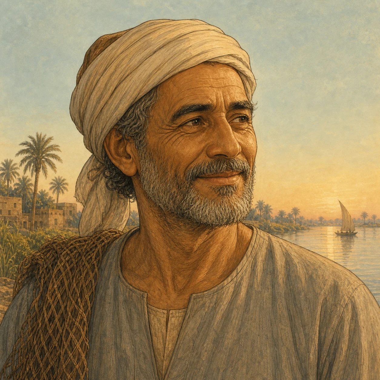 صورة مرسومة لشخصية الصياد