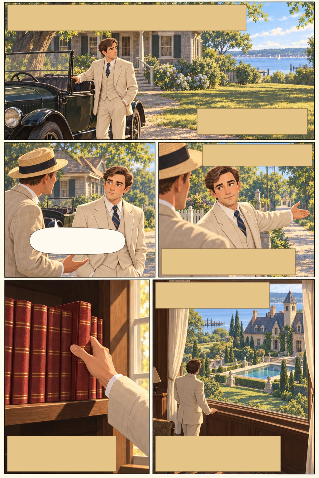 El gran Gatsby, página 2: En la primavera del veintidós, inquieto tras la guerra, dejé a mi próspera familia del Medio Oeste para aprender el negocio de los bonos.