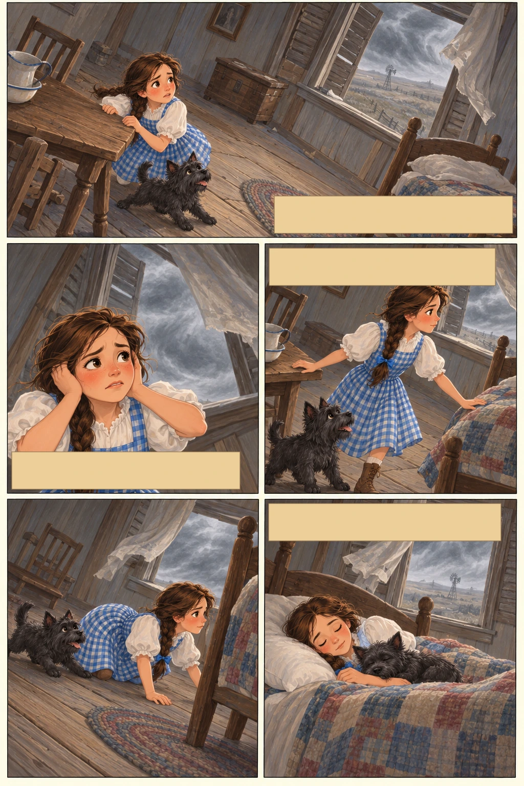 El maravilloso mago de Oz, página 7: Pasaron las horas y, poco a poco, Dorothy fue perdiendo el miedo…