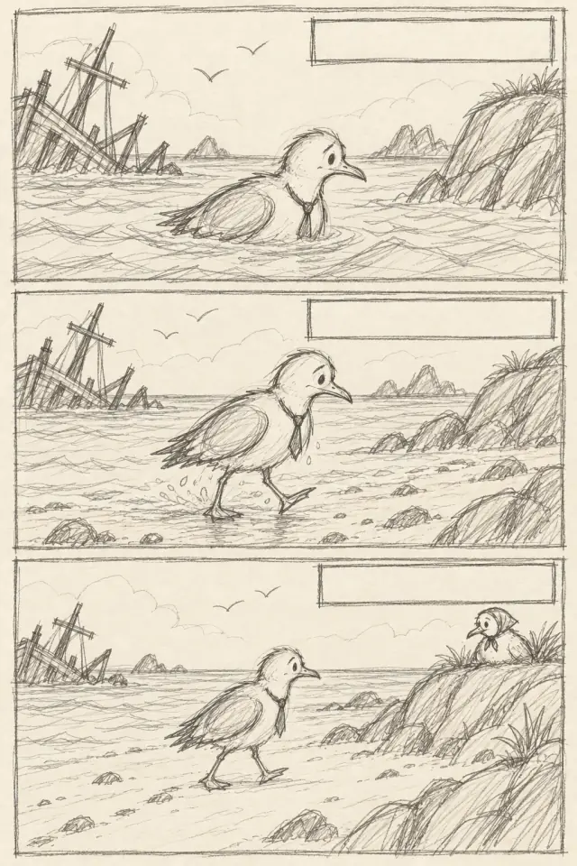 The pencil sketch of the comic page